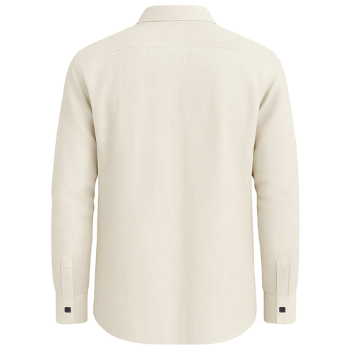 Camisa De Lino Crema, Botones Azules