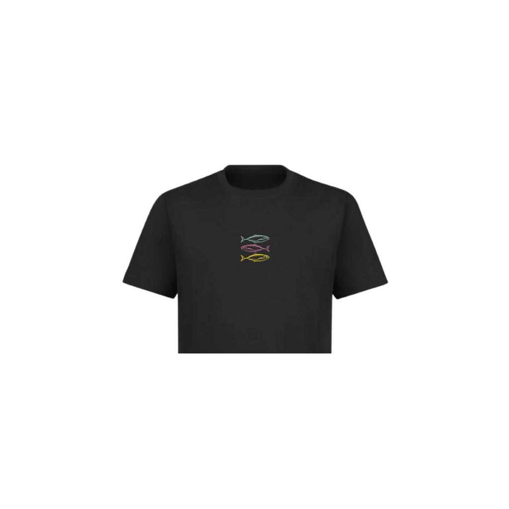 Tricolor Fish Black Crop Top