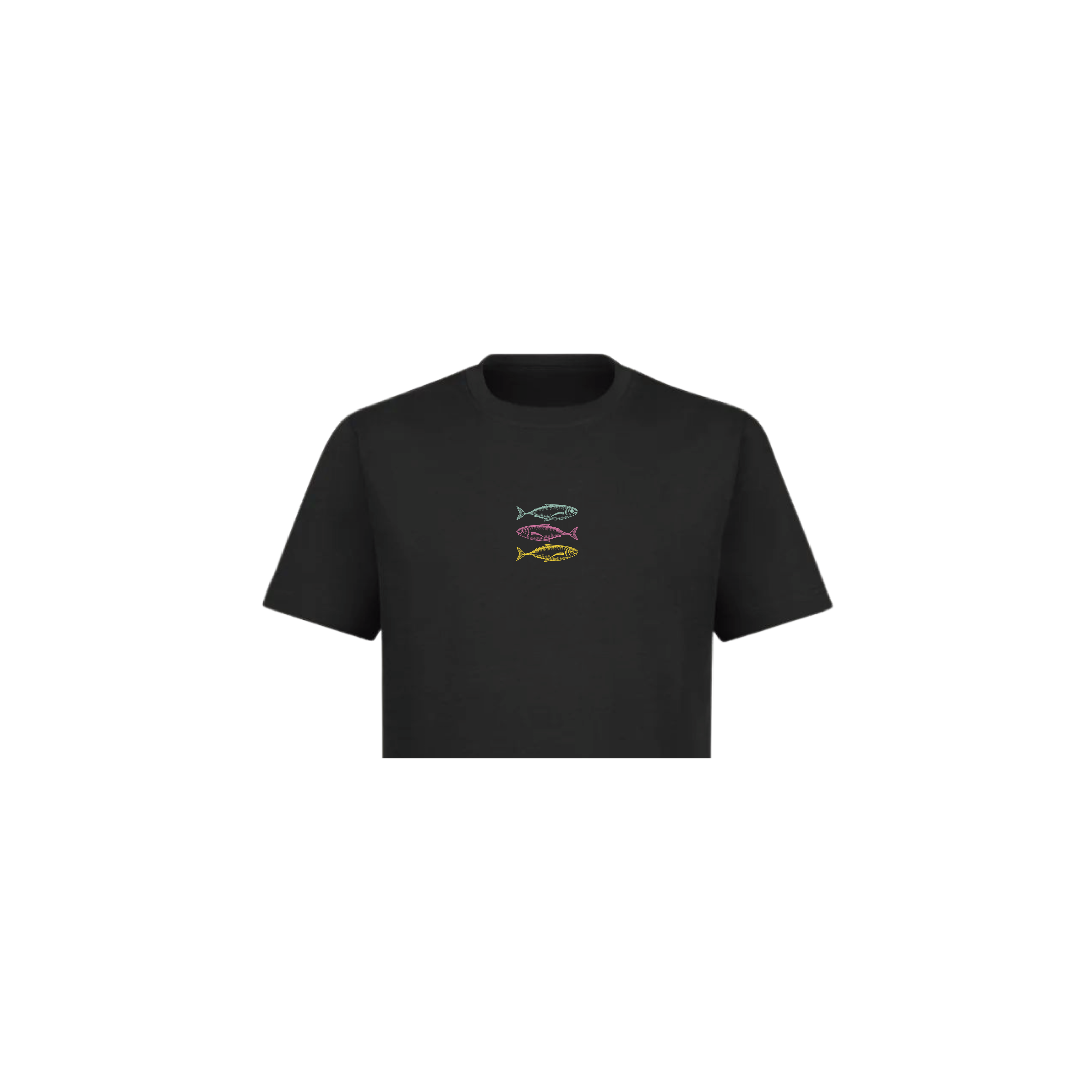Tricolor Fish Black Crop Top
