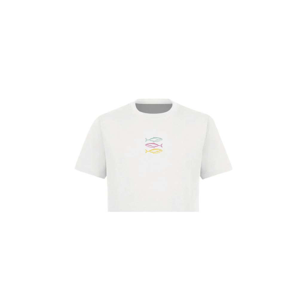 Tricolor Fish White Crop Top
