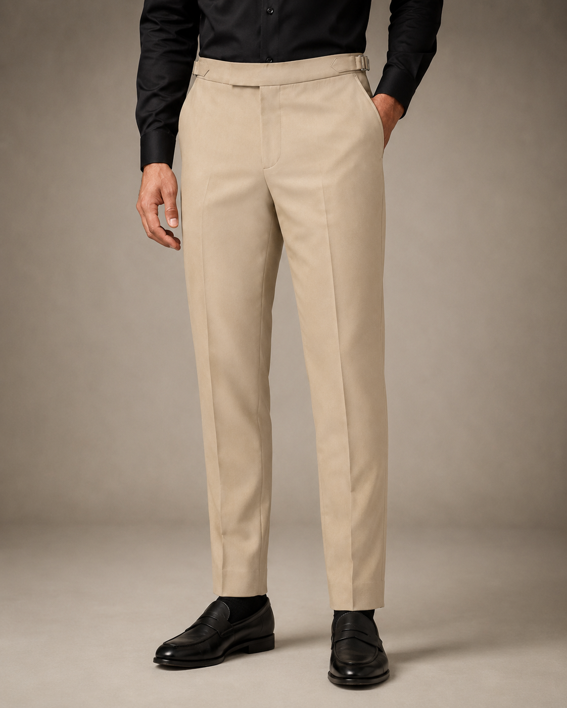 Pantalón Ajustable Anti Arrugas Beige