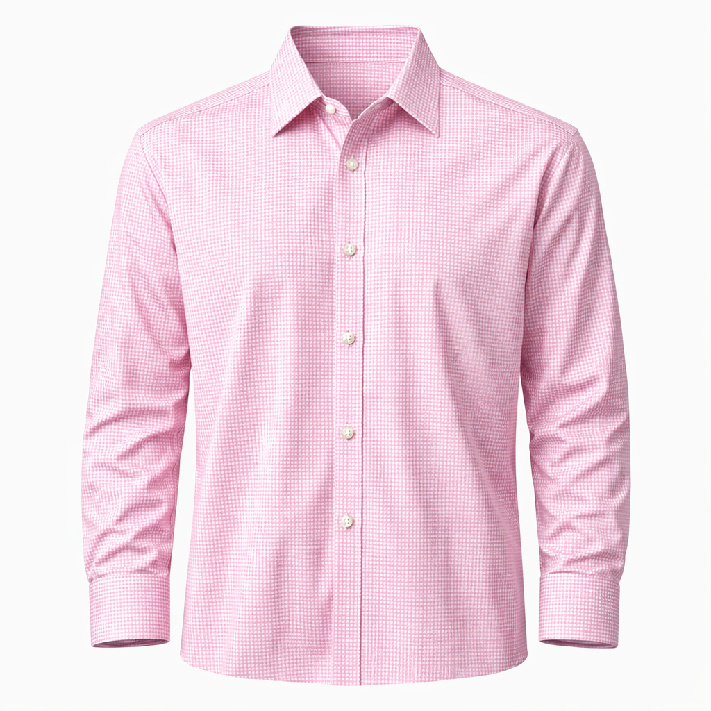Camisa Rosa con Puntos Blancos