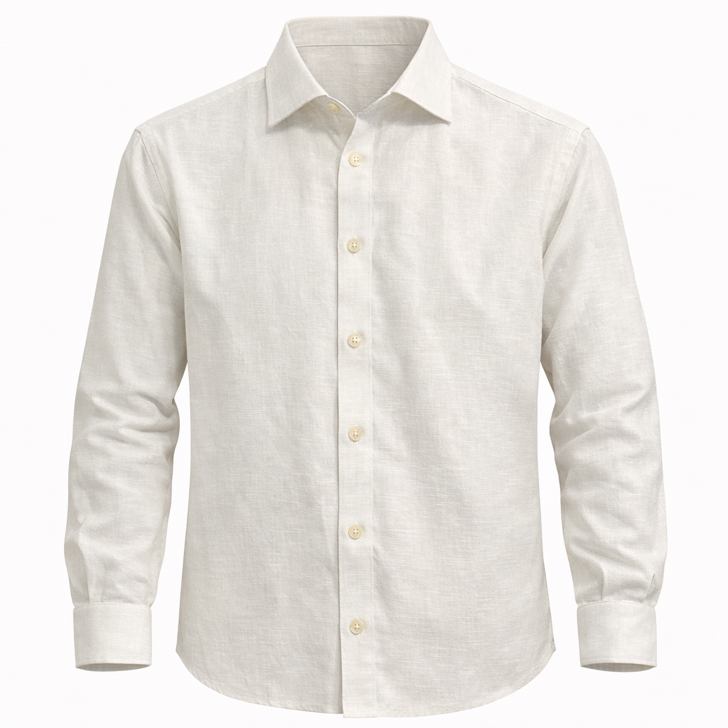 Camisa Piqué Algodón Botones Ivory