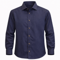 Camisa Algodón Navy Blue Botones Marrones