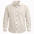 Camisa Lino Algodón Botones Azules