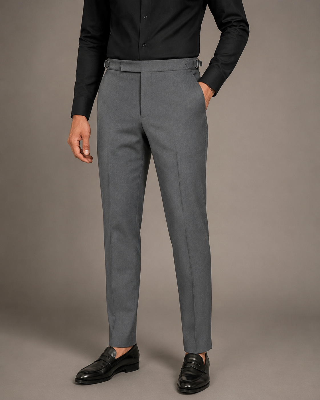 Pantalón Ajustable Anti Arrugas Gris Oscuro