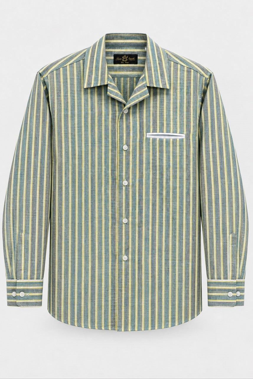Camisa Lino-Algodón con Bolsillo