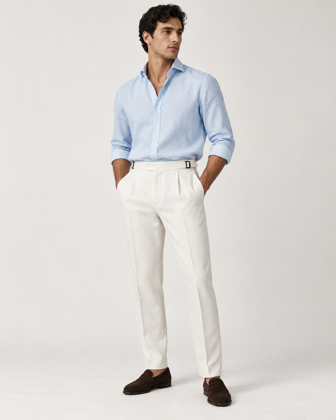 Pantalón Ajustable Anti Arrugas Blanco Roto en modelo - LOBO CLUB